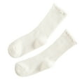 thumbnail image 1 of Cute Ruffle Ankle Socks for Women Cotton Soft Solid Color Ribbed Knit Lettuce Edge Low Cut Middle Tube Frilly Crew Socks, 1 of 21