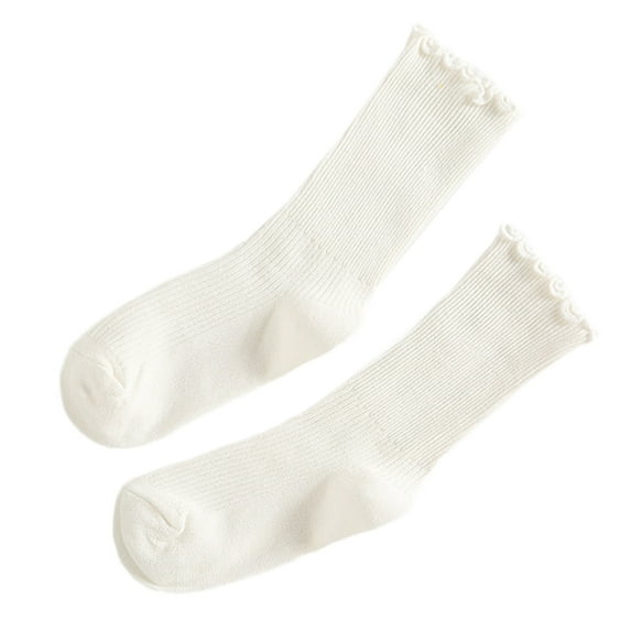 Cute Ruffle Ankle Socks for Women Cotton Soft Solid Color Ribbed Knit Lettuce Edge Low Cut Middle Tube Frilly Crew Socks