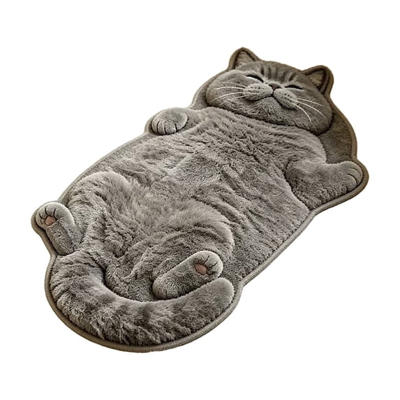Cute Rug Cat Shaped Bath Mat, 16x24'' Non-Slip Bathroom Rugs Doormat Outdoor Mat with Front Door Mat Soft Plush Floor Mats, Gift for Cat Lovers