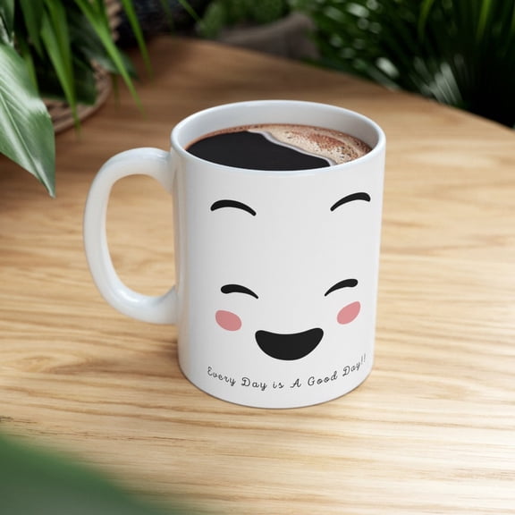 Cute S1Miley Face Mug Every Day is a Good Day Posit Vibes Coffee Cup