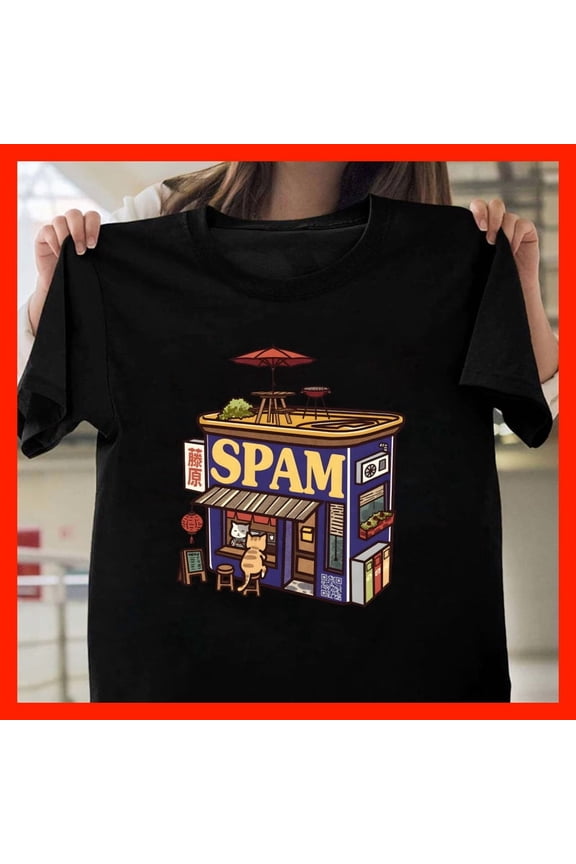 Cute SPAM Musubi Cat Cafe T-Shirt Kawaii Japanese Food Cat Lover Tee Funny Foodie Gift G624, for Unisex, Extended Sizes Up to 5XL