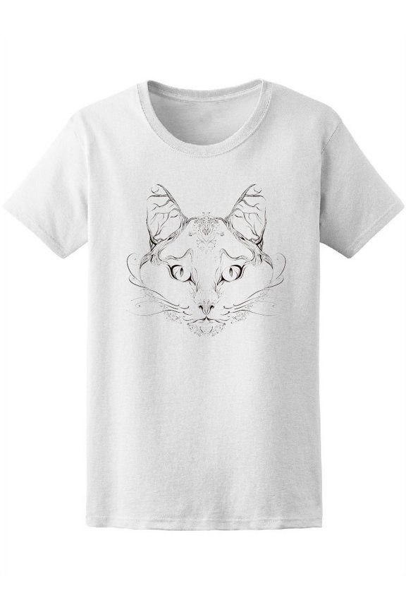 Cute Sad Cat Sketch Tee Women's -Image by Shutterstock