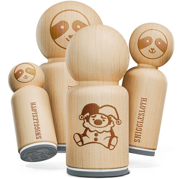 Cute Sad Clown Jester Adorable Rubber Stamp for Stamping Crafting Planners - 1/2 Inch Mini