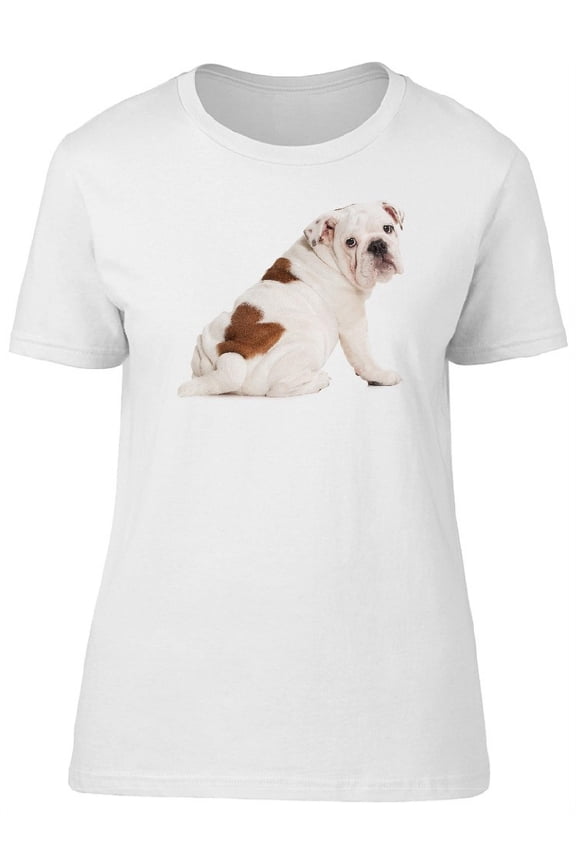 Cute Sad English Bulldog Puppy T-Shirt Women -Image by Shutterstock, Female Small