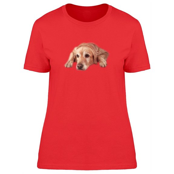 Cute Sad Golden Retriever Dog T-Shirt Women -Image by Shutterstock, Female x-Large