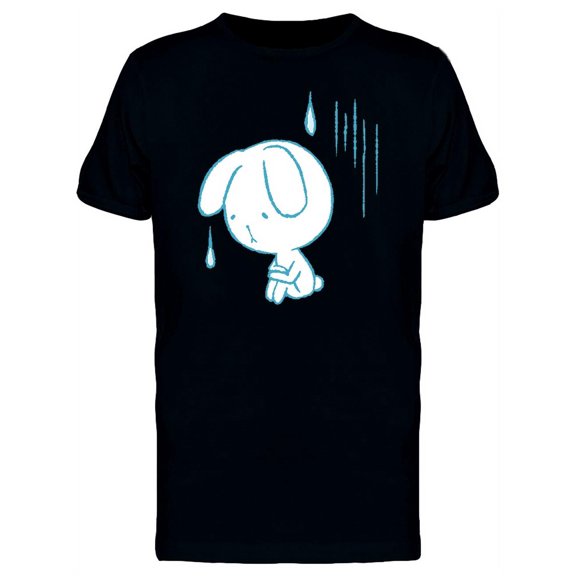 Cute Sad Rabbit Doodle T-Shirt Men -Image by Shutterstock, Male Large