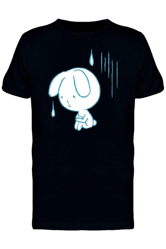 Cute Sad Rabbit Doodle T-Shirt Men -Image by Shutterstock, Male Medium