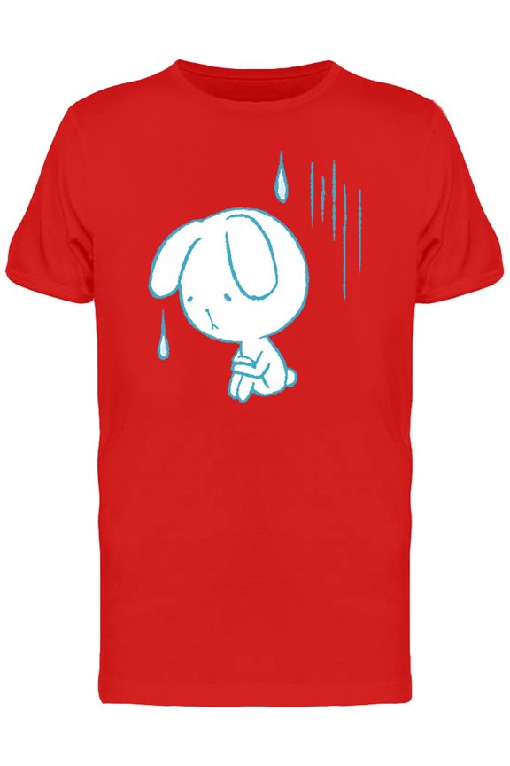 Cute Sad Rabbit Doodle T-Shirt Men -Image by Shutterstock, Male Small