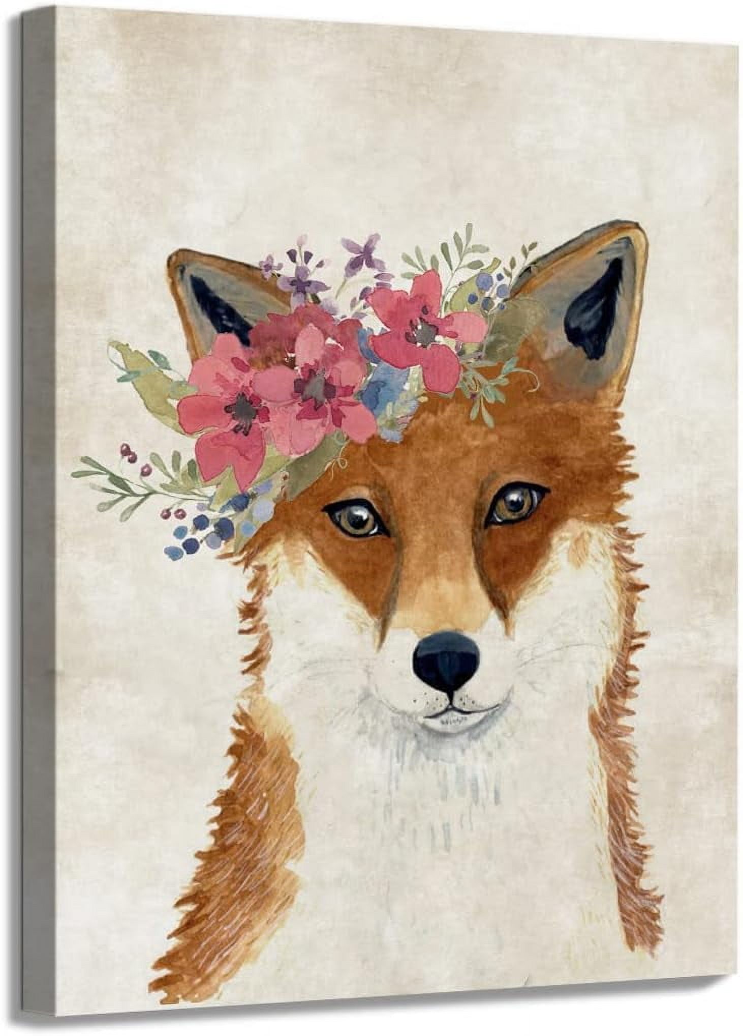 Cute Safari Animal Art Print Posters Retro Fox Wall Art Animal Portrait ...