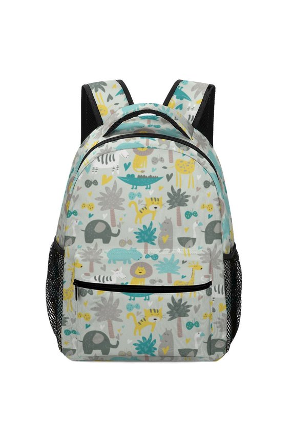 Cute Safari Animal Print Fabric Oxford Backpack Large Capacity Water Resistant Daily Travel