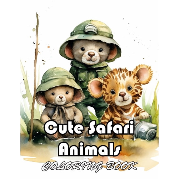 Cute Safari Animals Coloring Book: 100+ Unique and Exciting Designs, (Paperback)