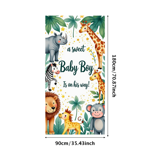 Cute Safari Animals Themed Backdrop Banner for Baby Boy Announcement Party Supplies Photography Props Baby Shower Decorations Background Decor Party Decors