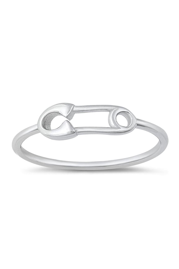Cute Safety Pin Ring 925 Sterling Silver Diaper Lingerie Pin Band Jewelry Female Male Unisex Size 8