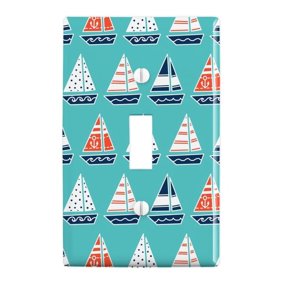 Cute Sailboats Pattern Plastic Wall Decor Toggle Light Switch Plate Cover