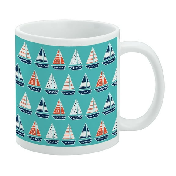 Cute Sailboats Pattern White Mug