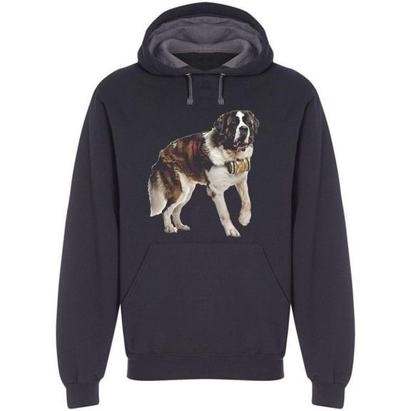 Cute Saint Bernard Standing Hoodie Men -Image by Shutterstock, Male Large
