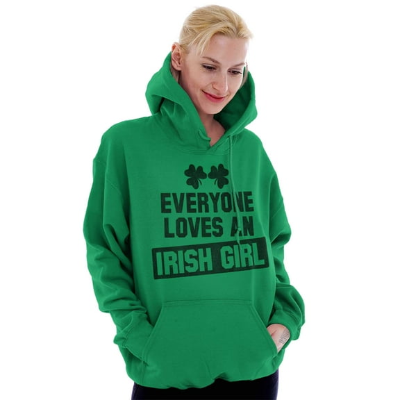 Cute Saint Patrick's Day Irish Girl Hoodie Sweatshirt Women Brisco Brands S