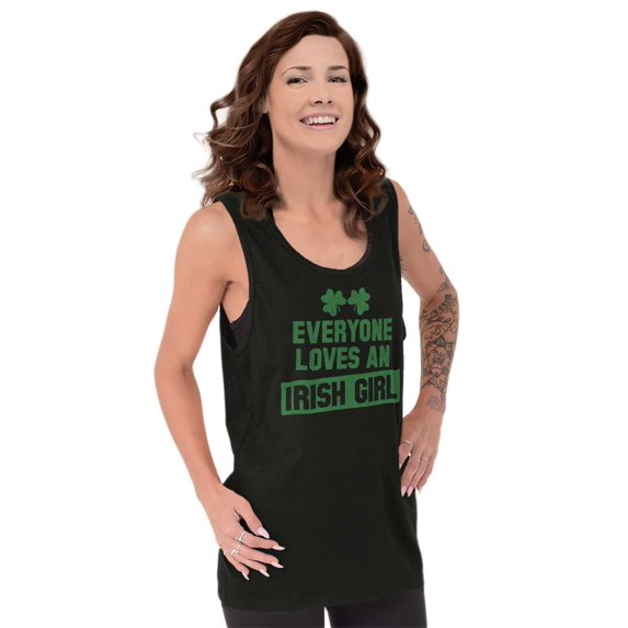 Cute Saint Patrick's Day Irish Girl Tank Top Tee Shirt Women Brisco Brands S