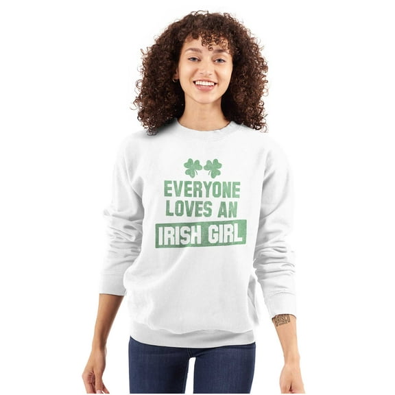 Cute Saint Patrick's Day Irish Girl Women Crewneck Sweatshirt Brisco Brands S