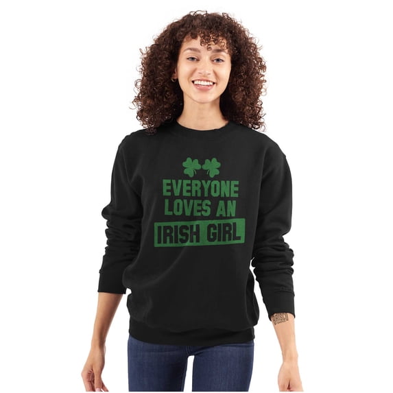 Cute Saint Patrick's Day Irish Girl Women Plus Size Crewneck Sweatshirt Brisco Brands 3X