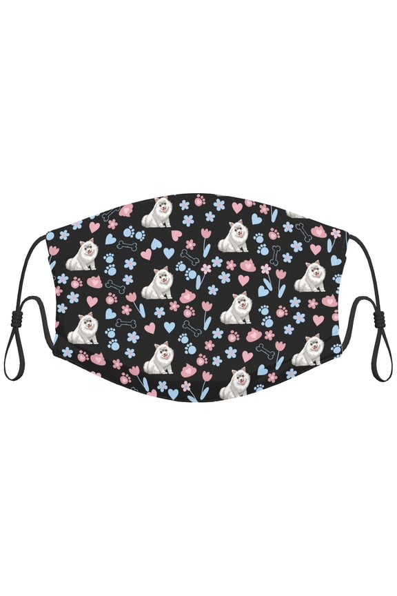 Cute Samoyed Dog Graphic Printed Cloth Face Masks Reusable Washable Adjustable for Child (1 PCS)