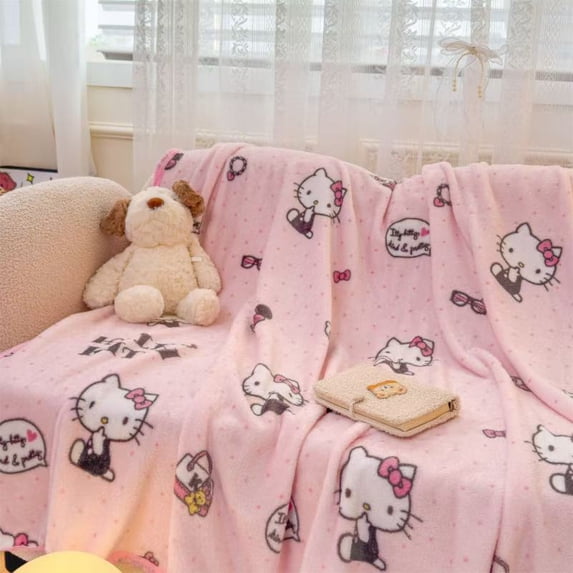 Cute Sanrio Characters Flannel Blanket with Tote Bag,Soft Cozy Throw Blanket for Bed Sofa Travel