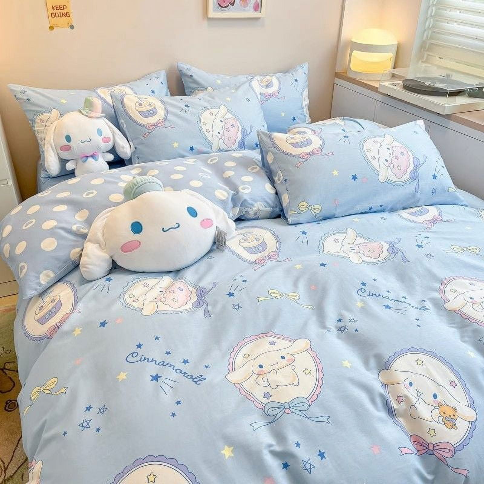 Cute Sanrio Cinnamoroll Bedding FourPiece Set Cartoon Kawaii Bedroom