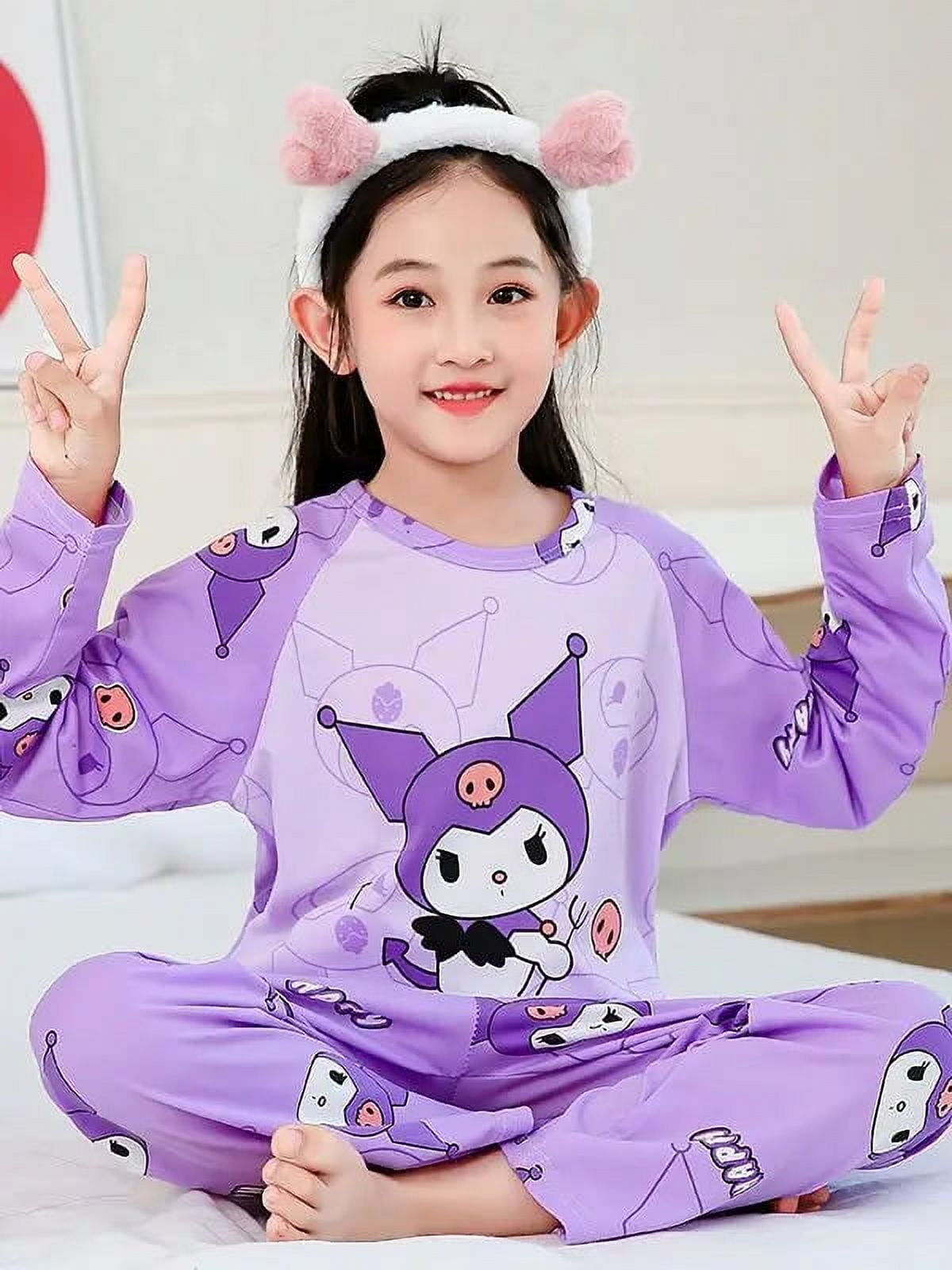 Cute Sanrio Cinnamoroll Children Pajamas Suit Hello Kitty Sleepwear