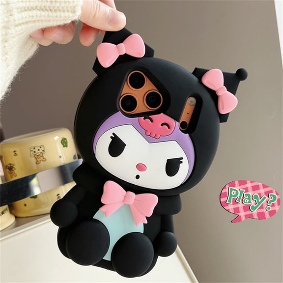 Cute Sanrio Ears Kuromi Phone Case For iPhone 17 16 15 14 13 Pro Max Shockproof Soft Cover Gift