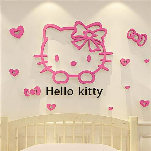 Cute Sanrio Hello Kitty 3D Stereo Wall Stickers Cartoon Bedroom Decoration Stickers Gift