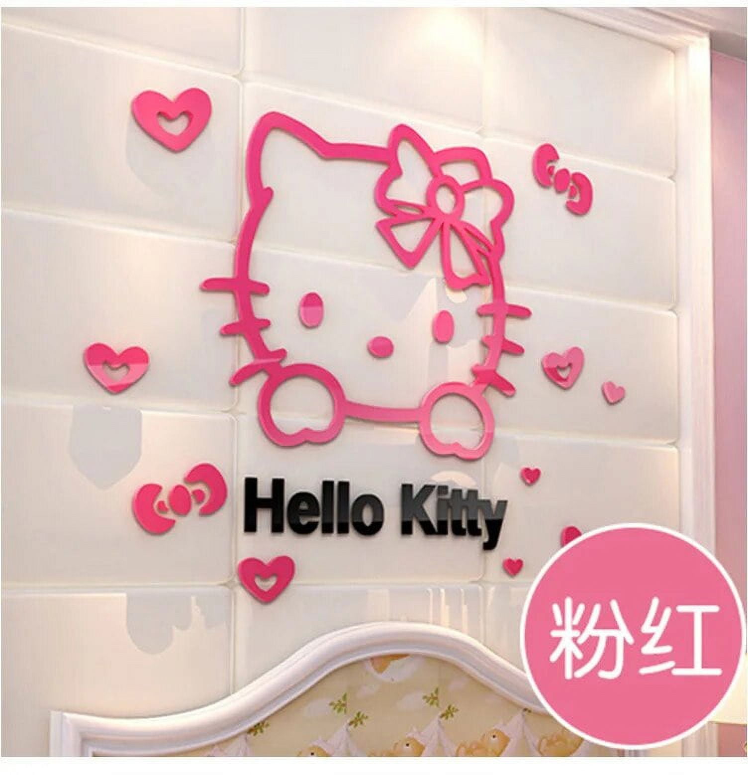 Cute Sanrio Hello Kitty Acrylic 3D Stereo Wall Stickers Cartoon Girl