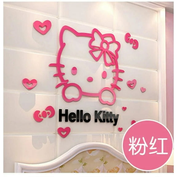 Cute Sanrio Hello Kitty Acrylic 3D Stereo Wall Stickers Cartoon Girl Bedroom Children's Room Bedside Decoration Stickers Gift