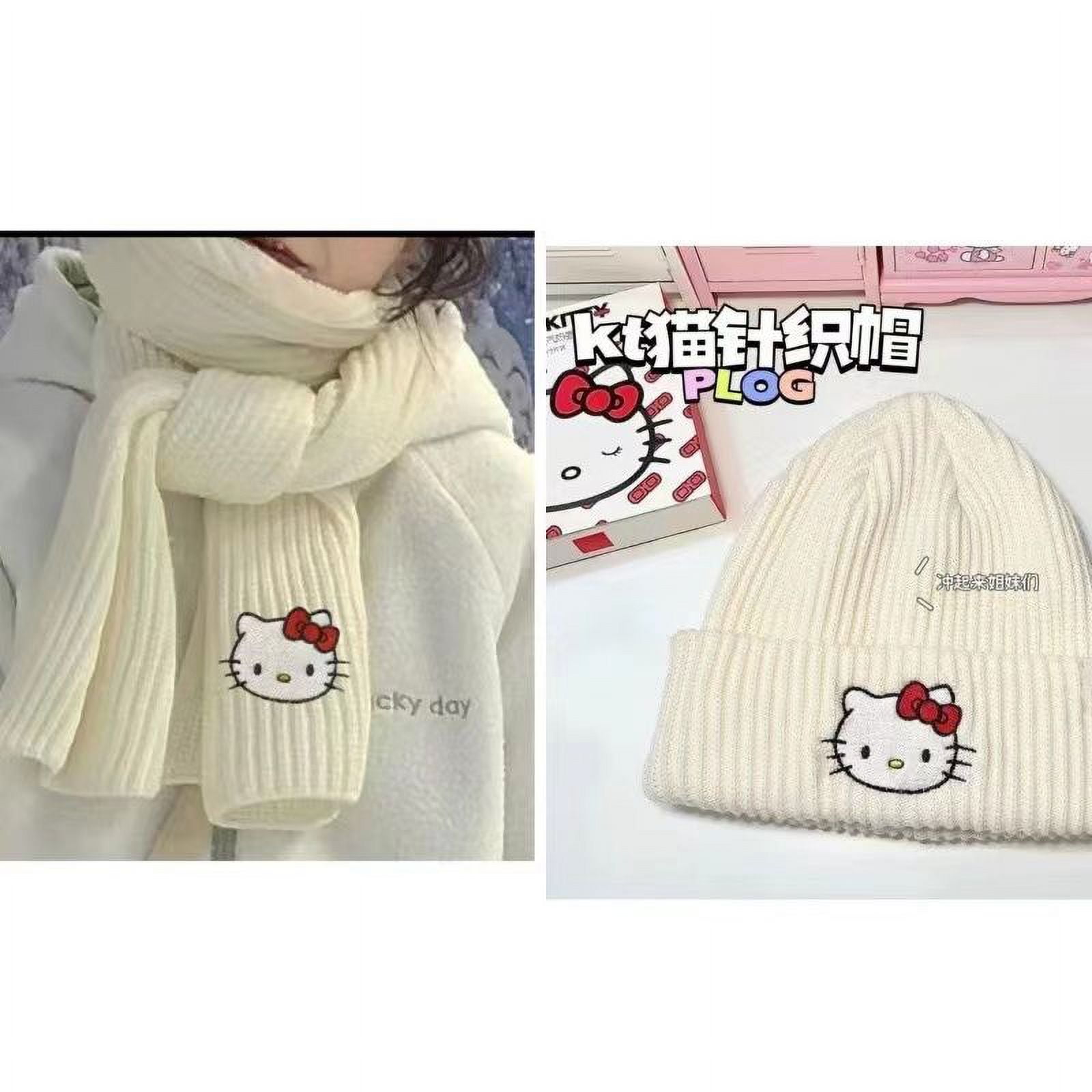 Cute Sanrio Hello Kitty Knitted Hat Outdoor Spring Winter Stylish Anime  Kuromi Cinnamoroll Hat Student Warm Female Cap Bonnet - Walmart.com