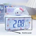 thumbnail image 1 of Cute Sanrio Hello Kitty, Kuromi, and Cinnamoroll alarm clocks with digital display, temperature, and date display - light pink bedside alarm clock with snooze button, durable plastic material, batter, 1 of 11