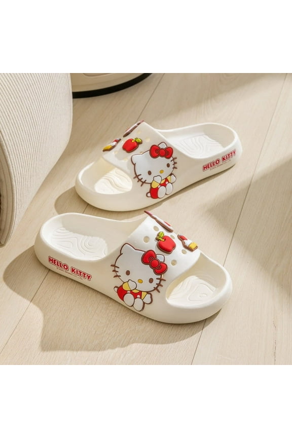 Cute Sanrio Slippers Hello Kitty Sandals Eva Anti-Slip Soft Bottom Slippers Light Cozy Beach Shoes For Birthday Or Holidays Gift,28-29