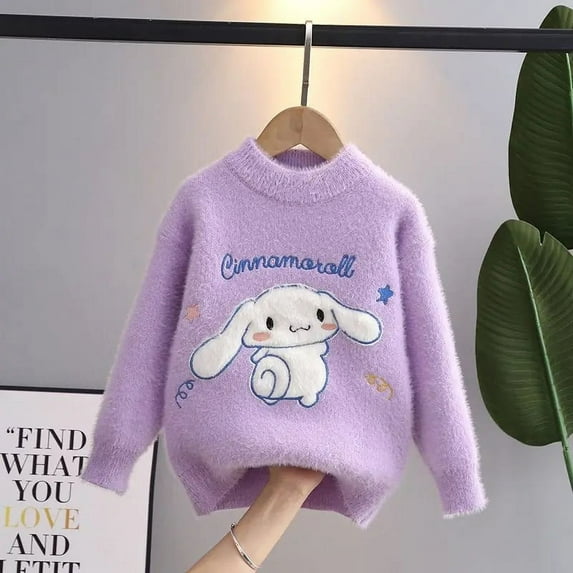 Cute Sanrio Sweater Cinnamoroll Accessories Kawaii Beauty Cartoon Anime Autumn and Winter Knit Sweater Bottoms Toy for Girl Gift