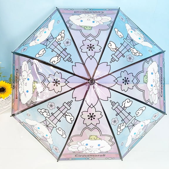 Cute Sanrio Umbrella Kawaii Kuromi Melody Cinnamon Roll Pochacco Transparent Clear Umbrella