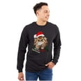 thumbnail image 1 of Cute Santa Cat Meowy Christmas Pun Plus Size Long Sleeve Graphic Tee Shirt Brisco Brands 3X, 1 of 5