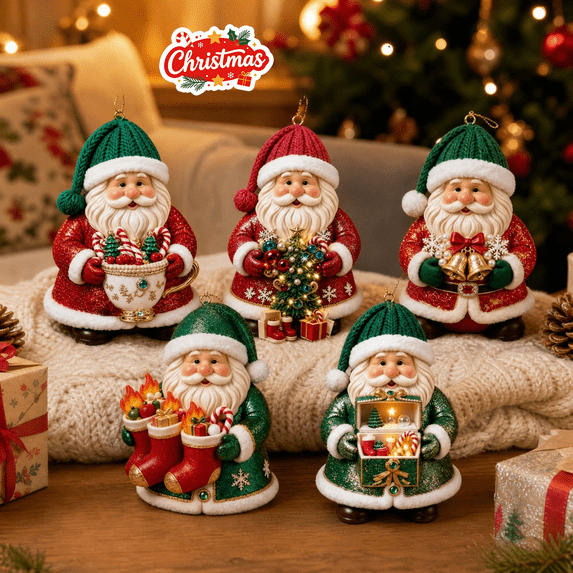 Cute Santa Claus Acrylic Christmas Ornaments Decorations, Xmas Hanging Tree Pendants, Seasonal Indoor Outdoor Decor for Christmas Tree Mantel Window Wall