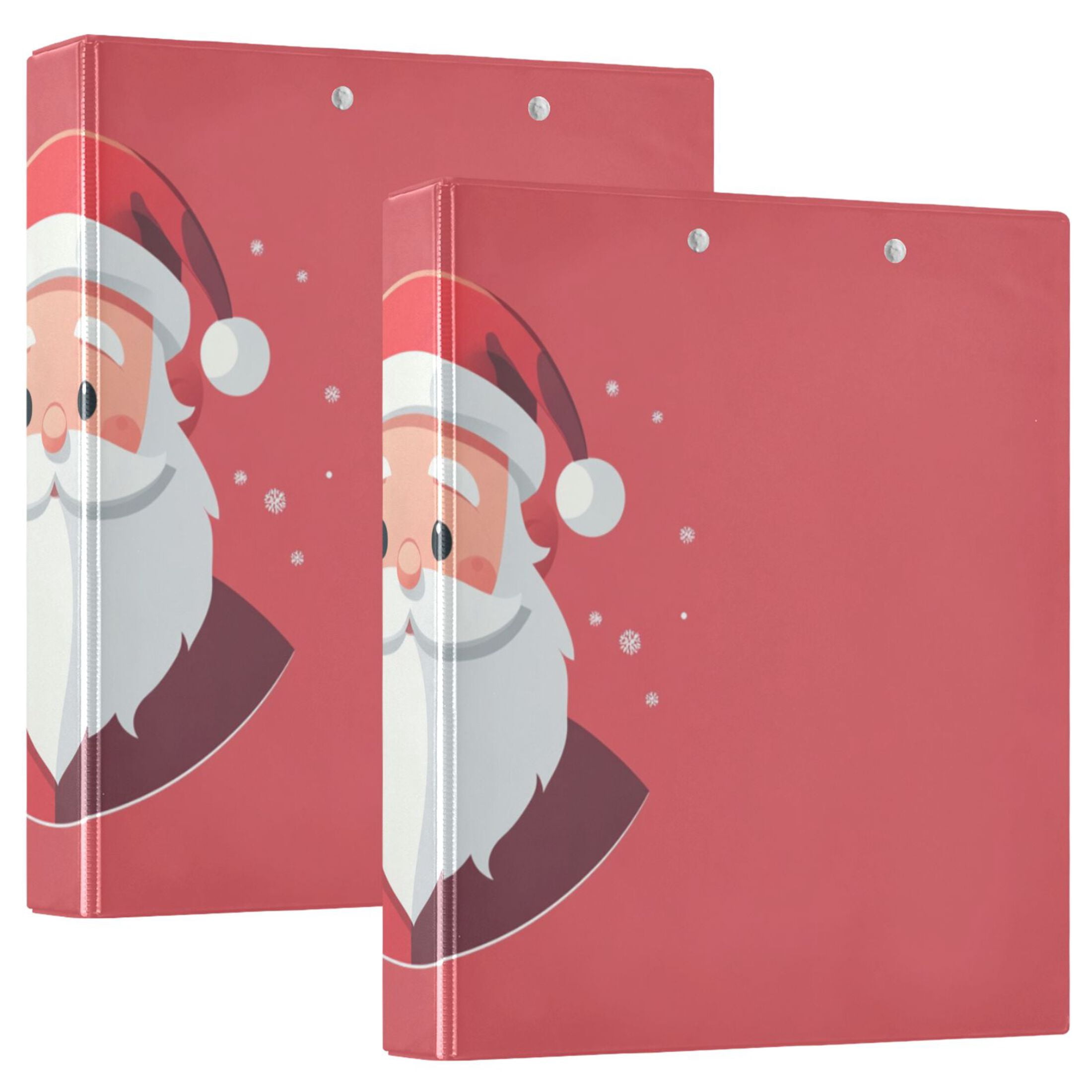 Cute Santa Claus Christmas 3 Ring Binders 1.5 inch Hardcover File Folders with Interior Pockets A4 Size Organizer for School Office Hospital