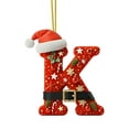 thumbnail image 1 of Cute Santa Claus Monogram Christmas Ornament, Flat Acrylic Personalized Initial Christmas Tree Ornament with Santa Hat, Xmas Stocking Tag, Farmhouse Rustic Monogram Decoration - Letter K, 1 of 5