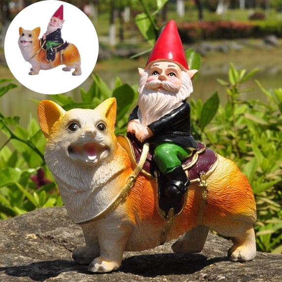 Cute Santa Claus and Dog Outdoor Garden Statues Funny Animal Resin Figurine for Outside Patio Spring Outdoor Ornaments Sculptures