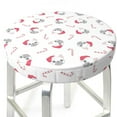 Cute Santa Hat French Bulldog Round Bar Stool Seat Covers, Elastic