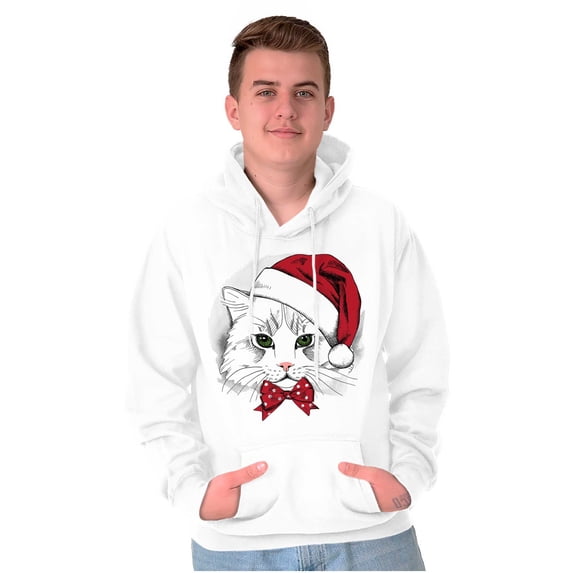 Cute Santa Kitty Merry Christmas Unisex Plus Fleece Graphic Hoodie Brisco Brands 2X