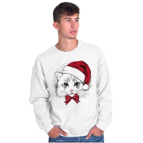 Cute Santa Kitty Merry Christmas Unisex Plus Fleece Graphic Sweatshirt Brisco Brands 2X