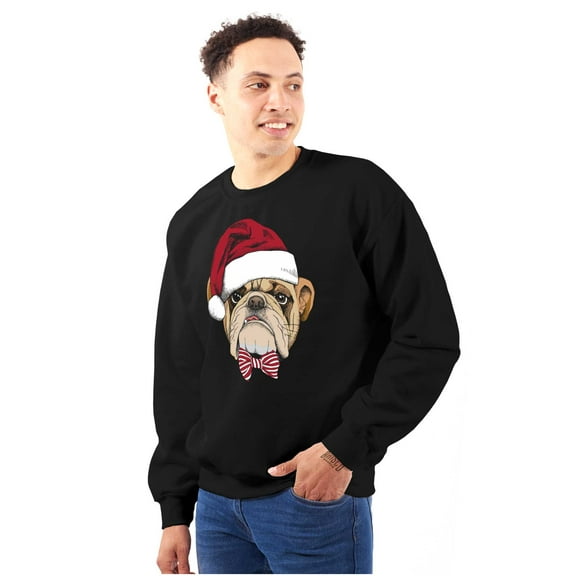 Cute Santa Pug Bulldog Christmas Unisex Plus Fleece Graphic Sweatshirt Brisco Brands 5X