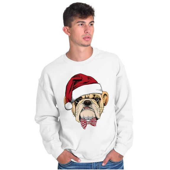 Cute Santa Pug Bulldog Christmas Unisex Plus Fleece Graphic Sweatshirt Brisco Brands 2X