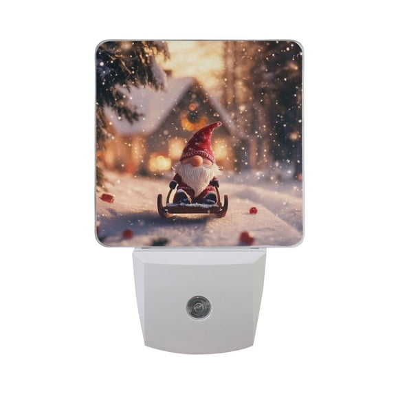 Cute Santa Riding Sleigh Shining Christmas LED Night Light with Smart Sensor Plug Into Wall Dusk to Dawn 2 packs