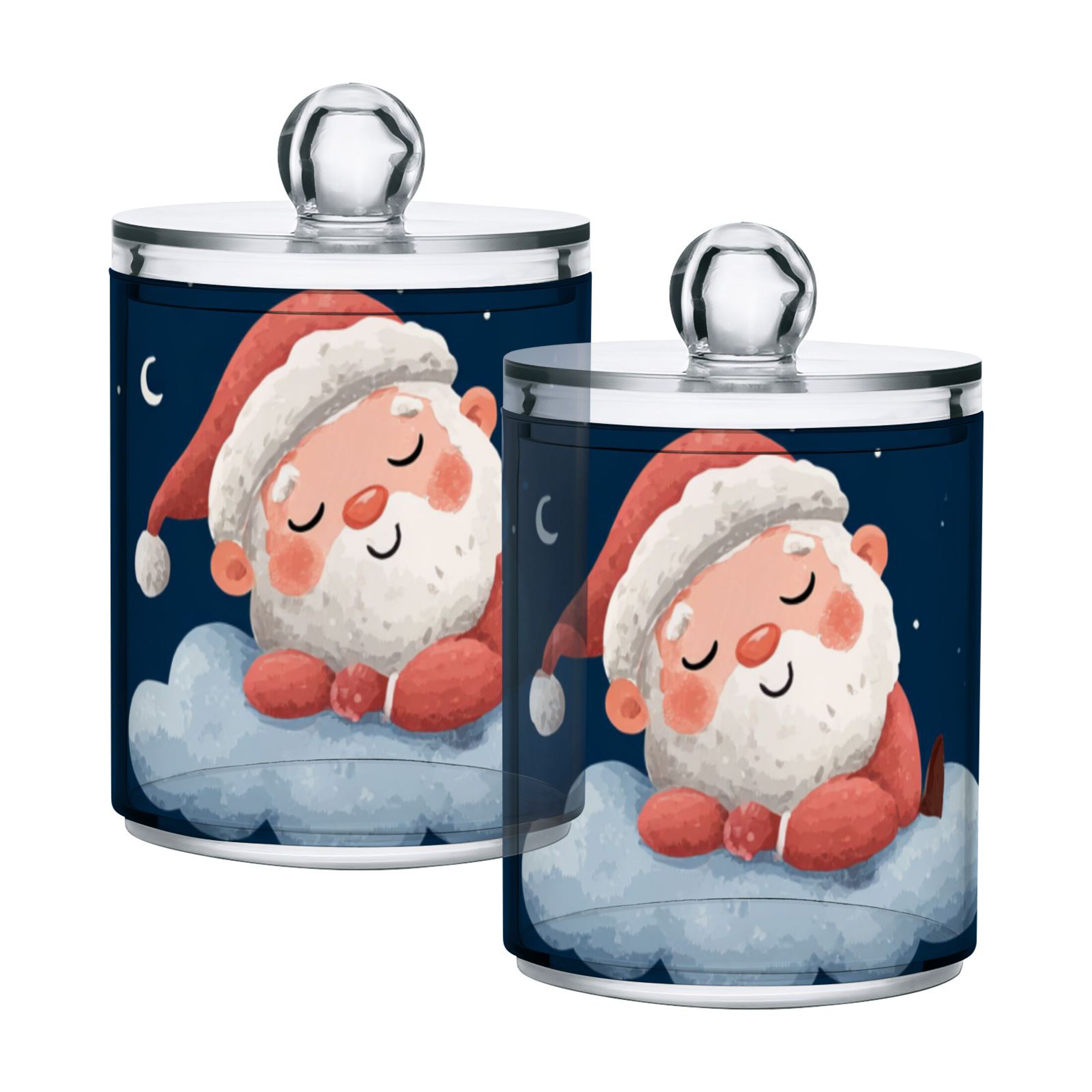 Translucent Santa Cute Santa Sleeping on Clouds Christmas Night Translucent Plastic Cans ...