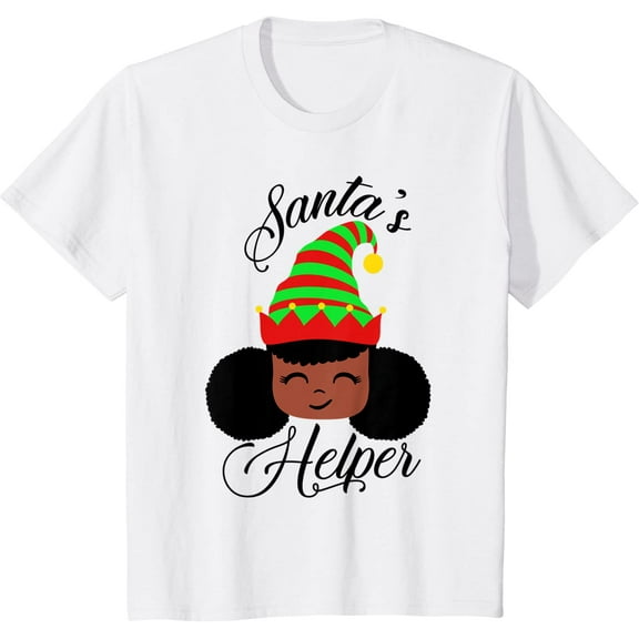 Cute Santa's Helper African American Elf With Afro Christmas